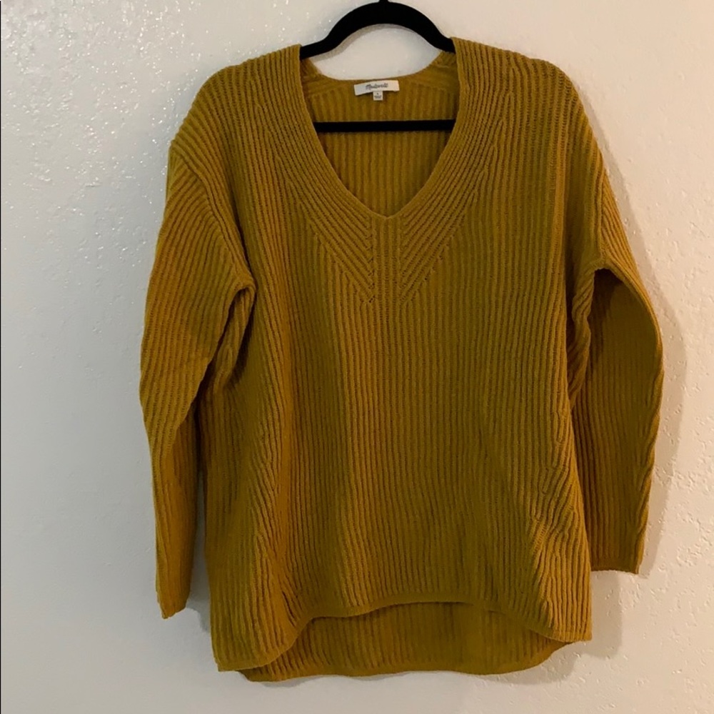 Madewell mustard yellow v neck sweater- size S